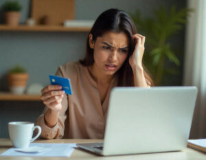woman is holding credit card credit card her hand